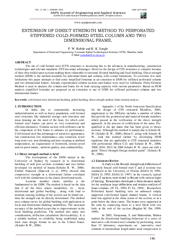 (PDF) Extension of Direct Strength Method to Perforated Stiffened Cold ...