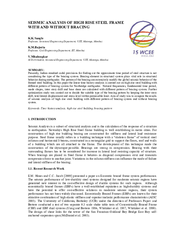 (PDF) Seismic Analysis of High Rise Steel Frame Building with a ND ...