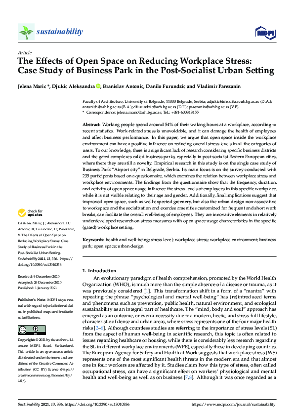  PDF The Effects Of Open Space On Reducing Workplace Stress Case 