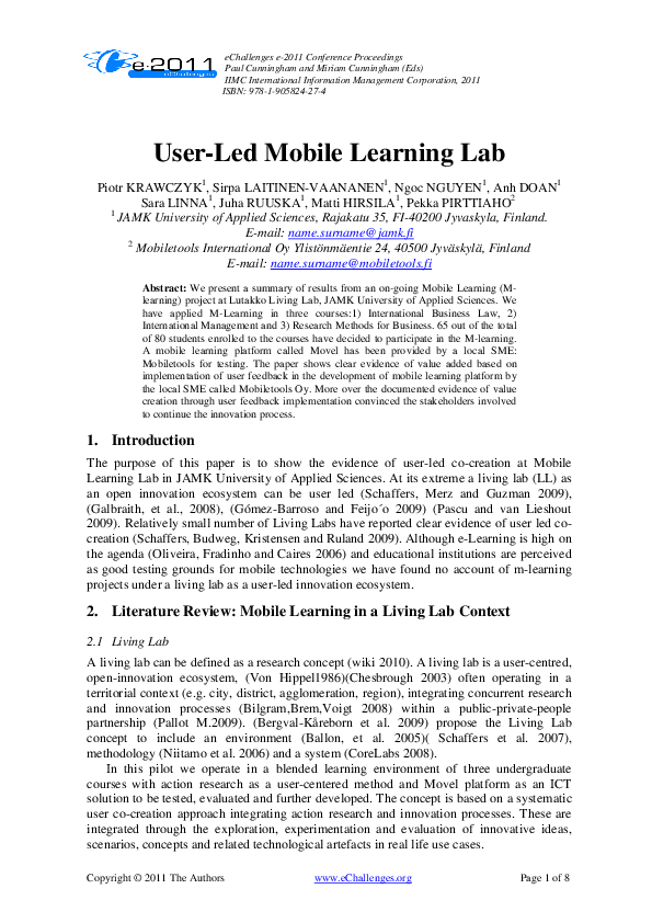 (PDF) User-Led Mobile Learning Lab