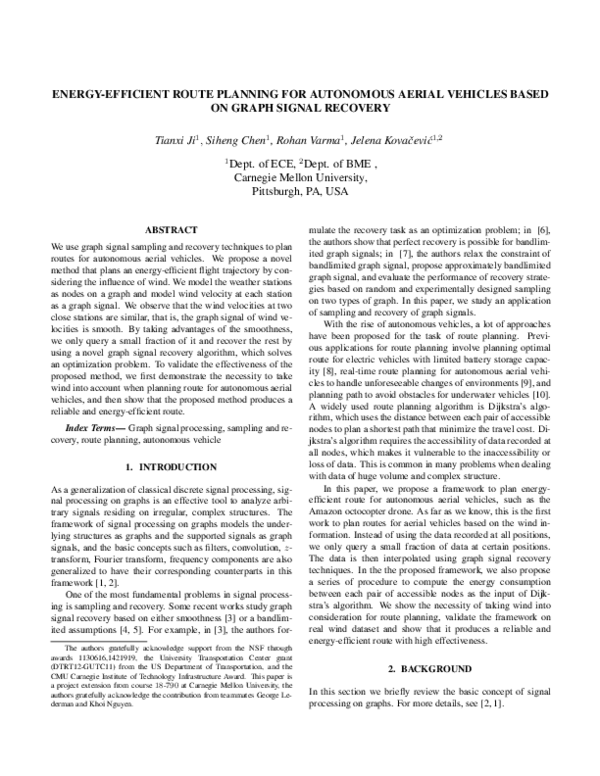 (PDF) Energy-efficient route planning for autonomous aerial vehicles ...
