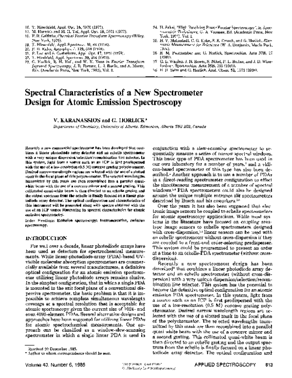 (PDF) Spectral Characteristics of a New Spectrometer Design for Atomic ...