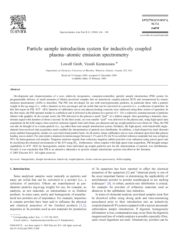 (PDF) Particle sample introduction system for inductively coupled ...