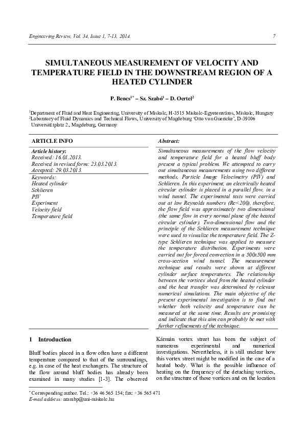 (PDF) Simultaneous measurement of velocity and temperature field in the ...