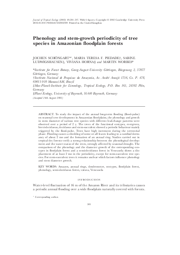 (PDF) Phenology and stem-growth periodicity of tree species in ...