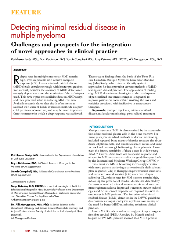 (PDF) feature Detecting minimal residual disease in multiple myeloma ...