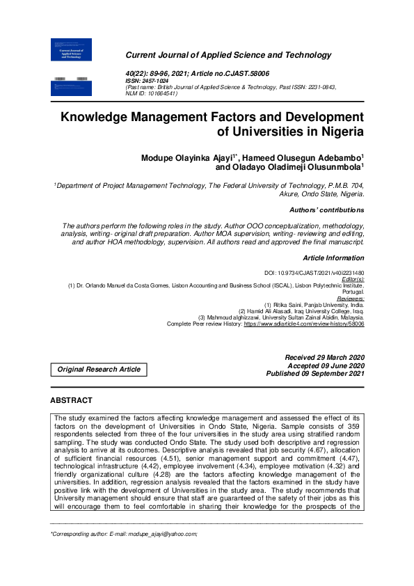 (PDF) Knowledge Management Factors and Development of Universities in ...