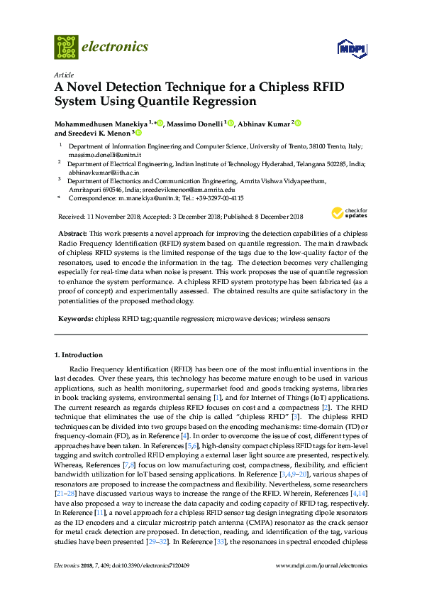 (PDF) A Novel Detection Technique for a Chipless RFID System Using ...