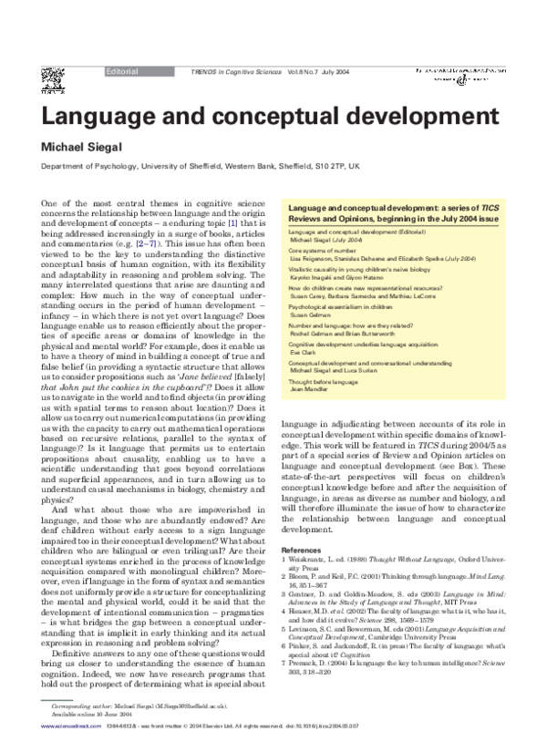 (PDF) Language and conceptual development
