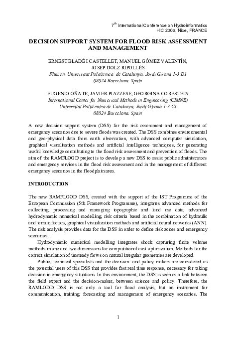 (PDF) Decision Support System for Flood Risk Assessment and Management