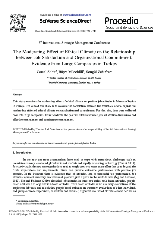 (PDF) The Moderating Effect of Ethical Climate on the Relationship ...