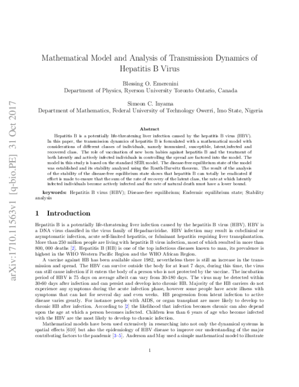 (PDF) Mathematical Model and Analysis of Transmission Dynamics of ...