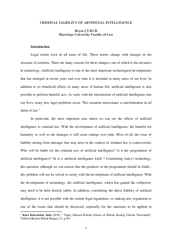 (PDF) CRIMINAL LIABILITY OF ARTIFICIAL INTELLIGENCE