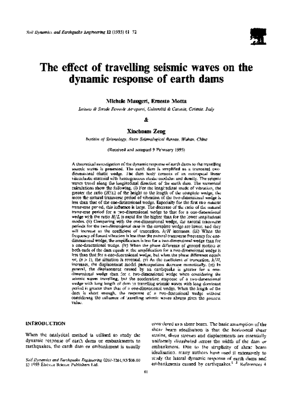 (PDF) The effect of travelling seismic waves on the dynamic response of ...
