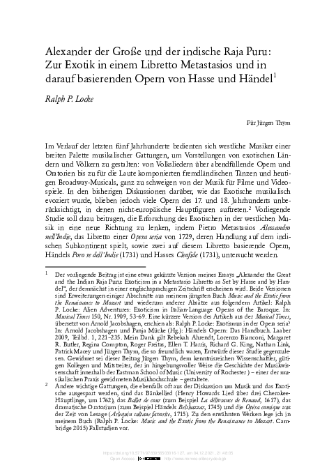 (PDF) Alexander der Große und der indische Raja Puru: Zur Exotik in ...