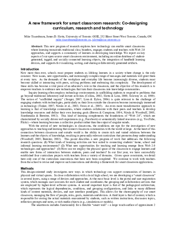 (PDF) A new framework for smart classroom research