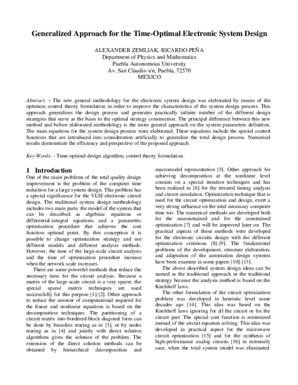 (PDF) Generalized Approach for the Time-Optimal Electronic System Design
