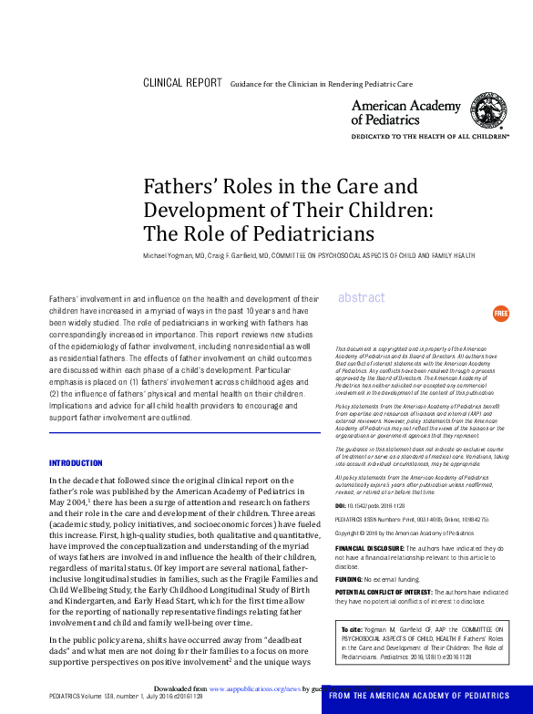 (PDF) Fathers Roles in the Care and Development of Their Children: The ...