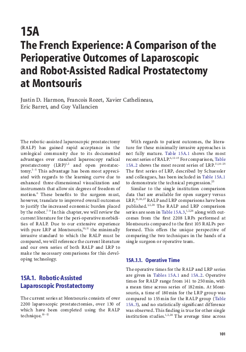 (PDF) The French Experience: A Comparison of the Perioperative Outcomes ...