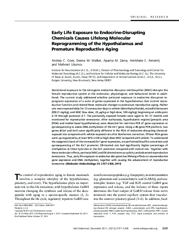 (PDF) Early Life Exposure to Endocrine-Disrupting Chemicals Causes ...