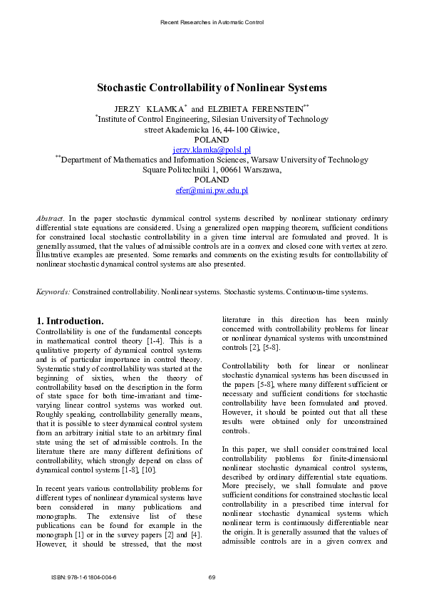 (PDF) Stochastic controllability of nonlinear systems