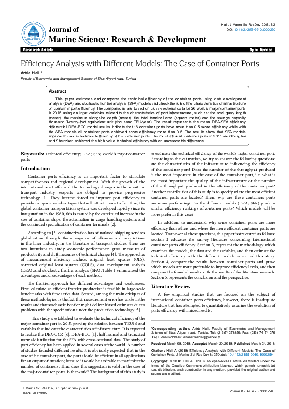 (PDF) Efficiency Analysis with Different Models: The Case of Container ...
