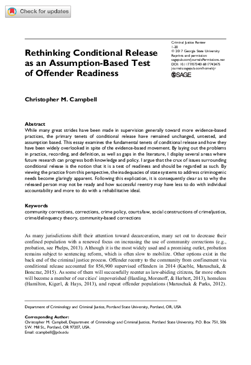 (PDF) Rethinking Conditional Release as an Assumption-Based Test of ...