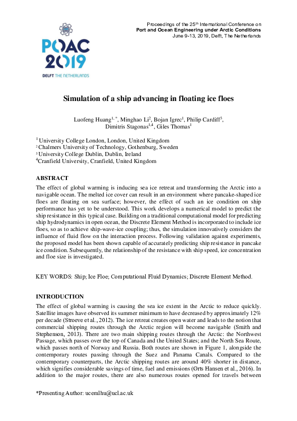 (PDF) Simulation of a ship advancing in floating ice floes