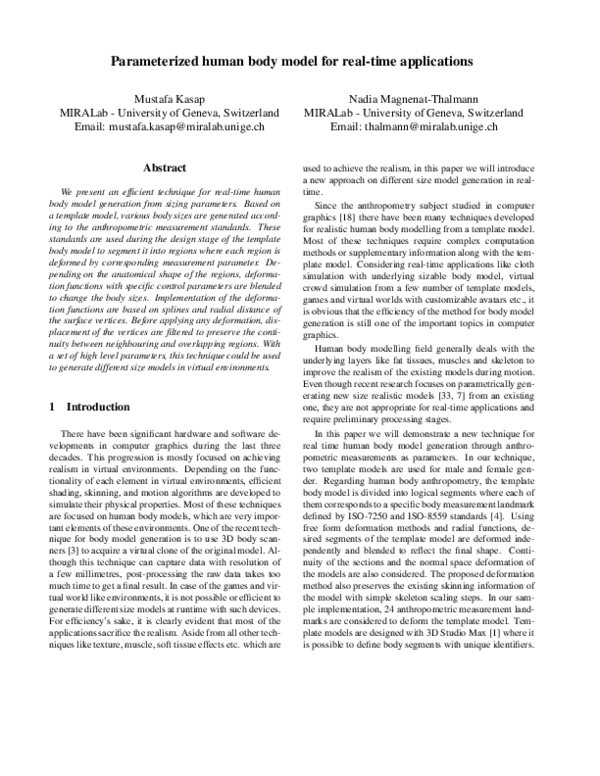 (PDF) Parameterized human body model for real-time applications