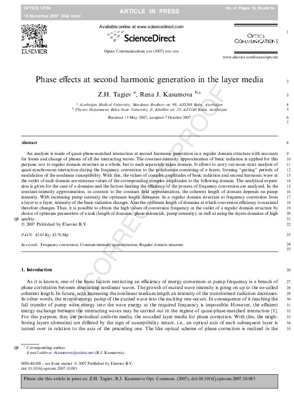 (PDF) Phase effects at second harmonic generation in the layer media