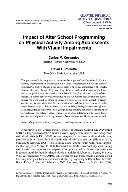 (PDF) Impact of after school programming on physical activity among ...