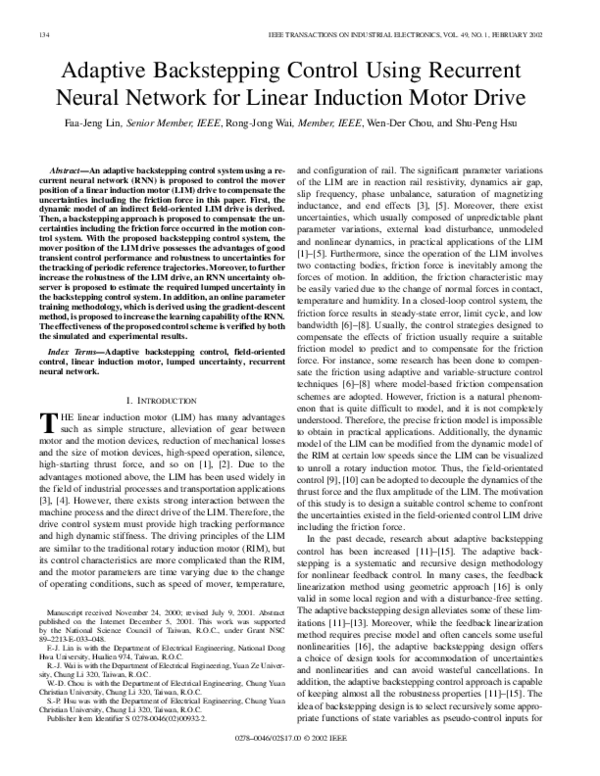 (PDF) Adaptive backstepping control using recurrent neural network for ...
