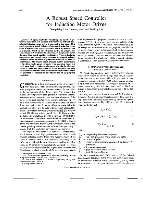 (PDF) A robust speed controller for induction motor drives
