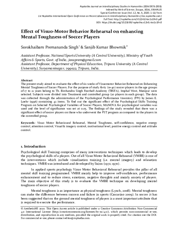 (PDF) Effect of Visuo-Motor Behavior Rehearsal on enhancing Mental ...