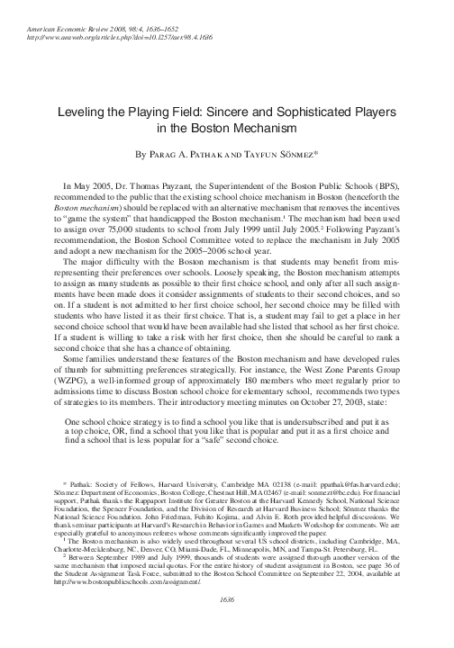 (PDF) Leveling the Playing Field: Sincere and Sophisticated Players