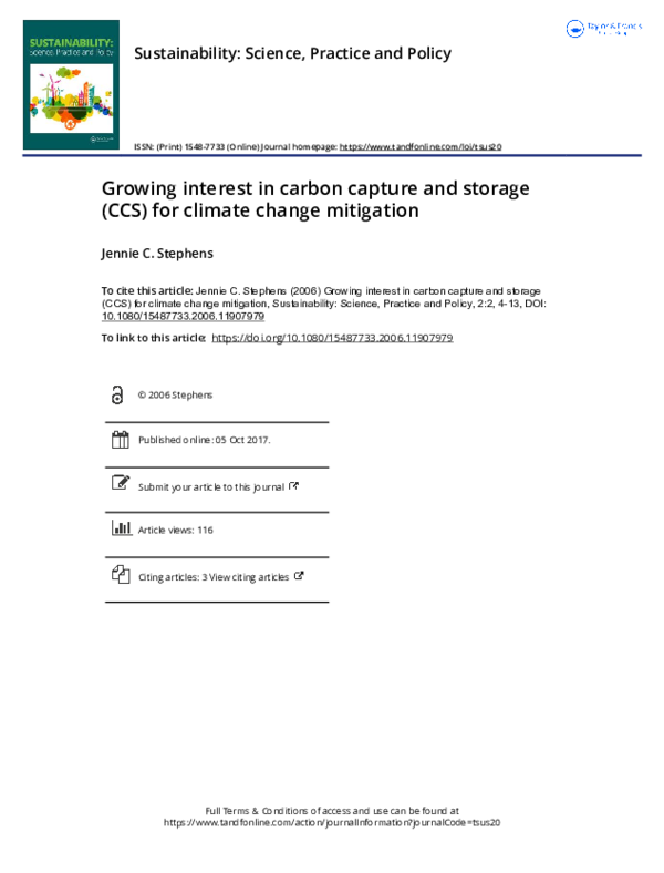 (PDF) Growing interest in carbon capture and storage (CCS) for climate ...