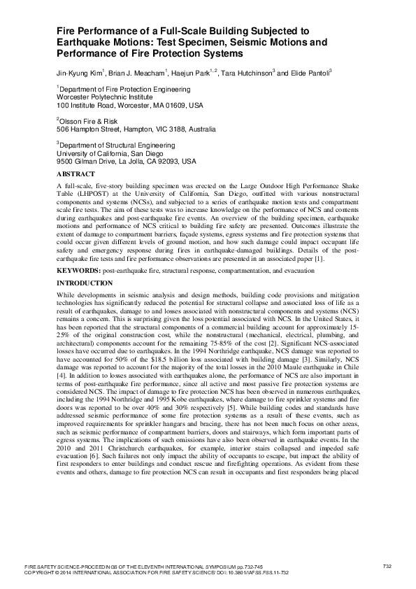 (PDF) Fire Performance of a Full-Scale Building Subjected to Earthquake ...