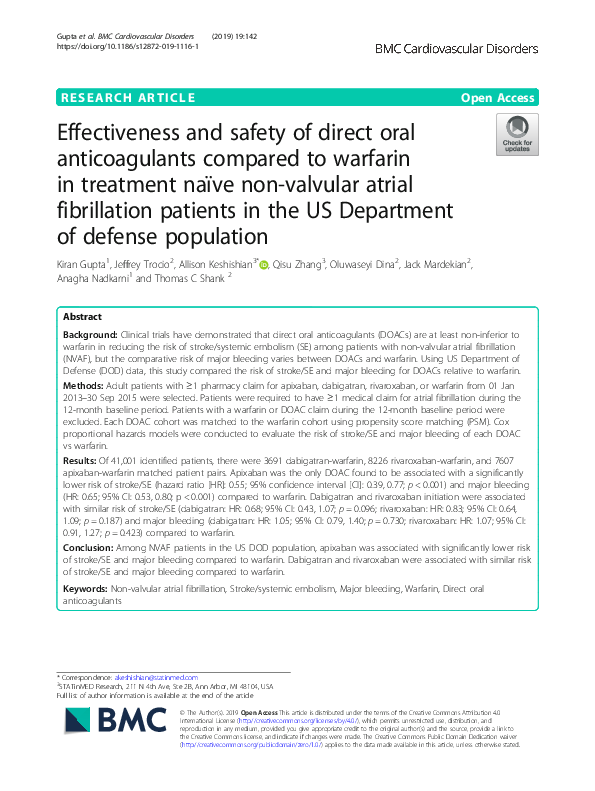 (PDF) Effectiveness and safety of direct oral anticoagulants compared ...