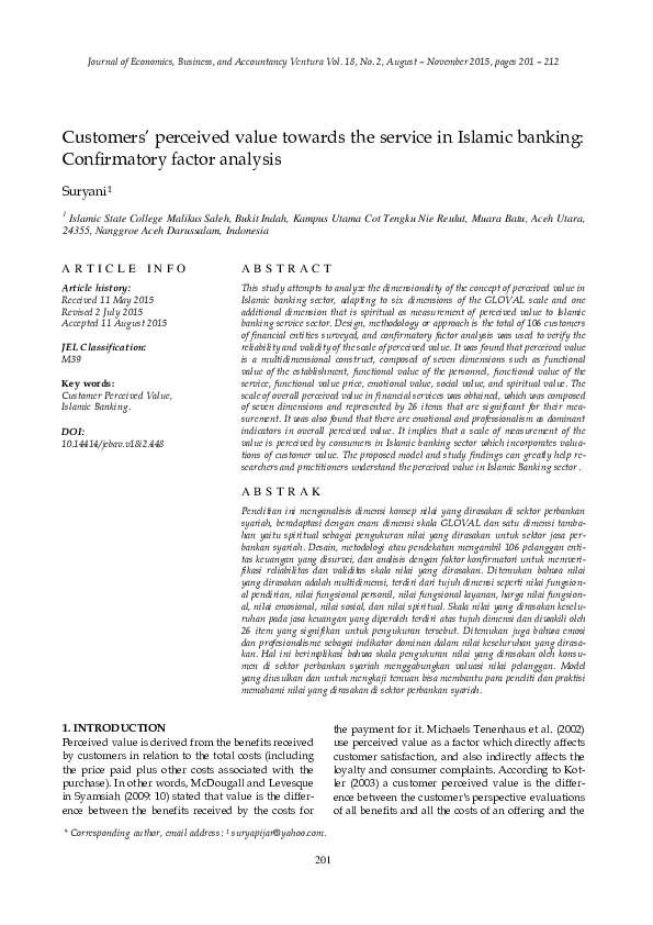 (PDF) Customers’ perceived value towards the service in Islamic banking ...