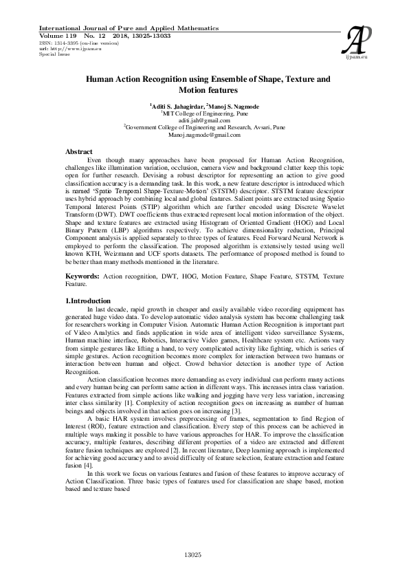 (PDF) Human Action Recognition using Ensemble of Shape, Texture and ...