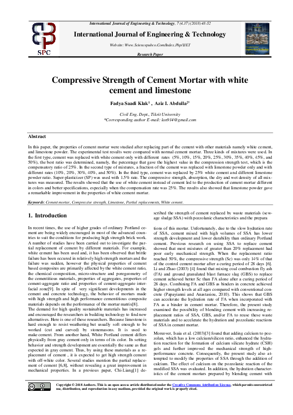 PDF) Anticipating The Compressive Strength Of Hydrated Lime, 48 OFF