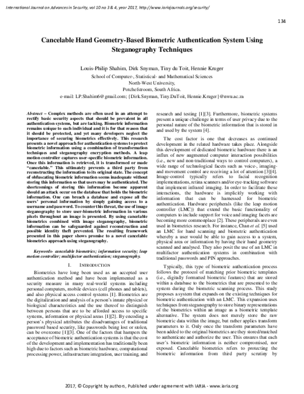 (PDF) Cancelable hand geometry-based biometric authentication system ...