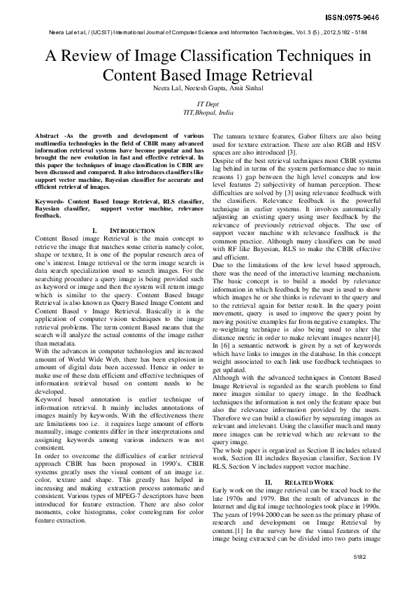 (PDF) A Review of Image Classification Techniques in Content Based ...