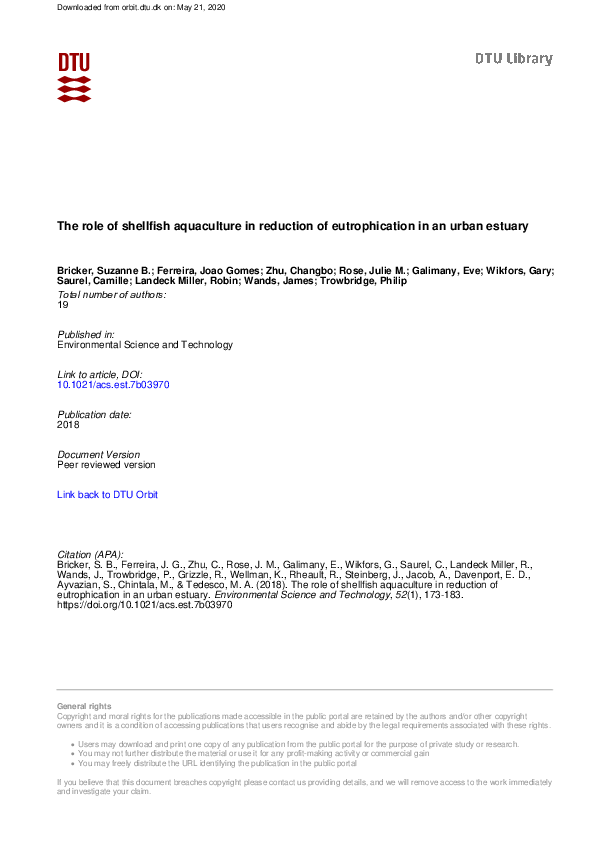 (PDF) The role of shellfish aquaculture in reduction of eutrophication ...