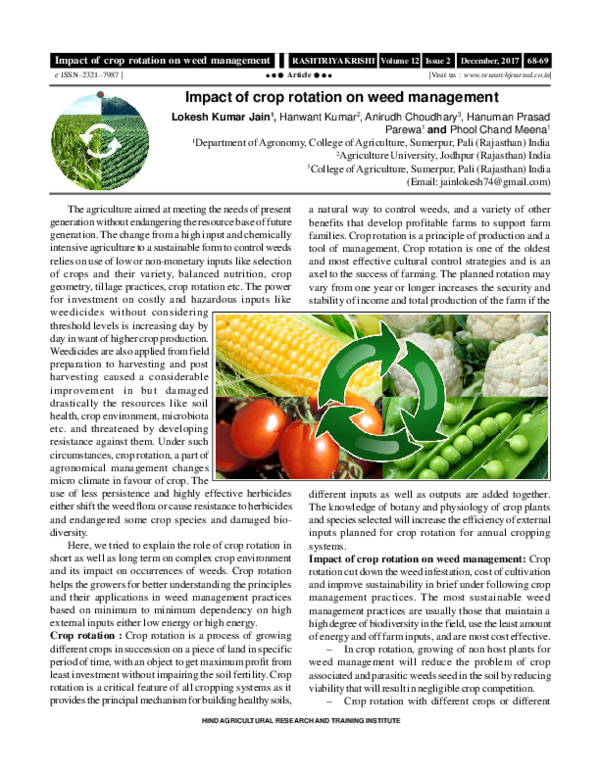 (PDF) Impact of Crop Rotation on Weed Management