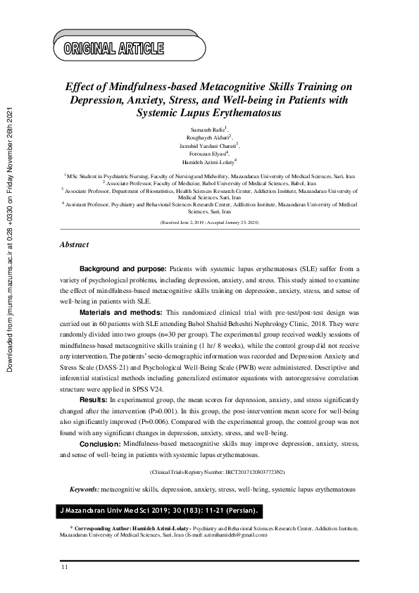 (PDF) Effect of Mindfulness-based Metacognitive Skills Training on ...
