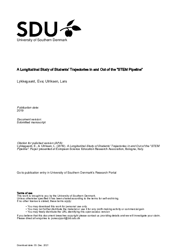 (PDF) A Longitudinal Study of Students' Trajectories in and Out of the ...