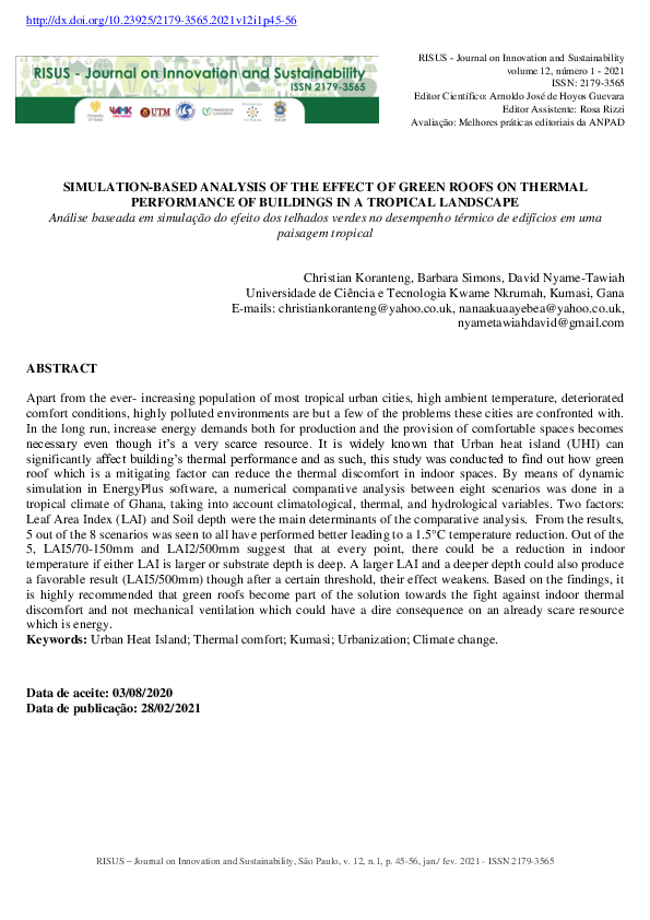 (PDF) Simulation-Based Analysis of the Effect of Green Roofs on Thermal ...