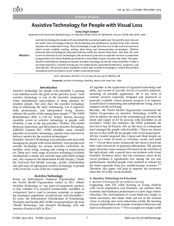 (PDF) Assistive Technology for People with Visual Loss