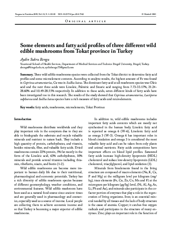 (PDF) Some elements and fatty acid profiles of three different wild ...